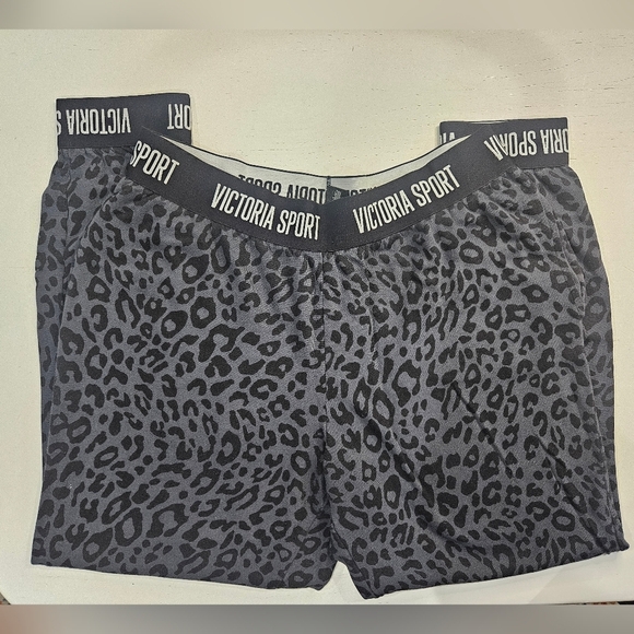Victoria's Secret Black Leopard Print Track Pants - Picture 1 of 5